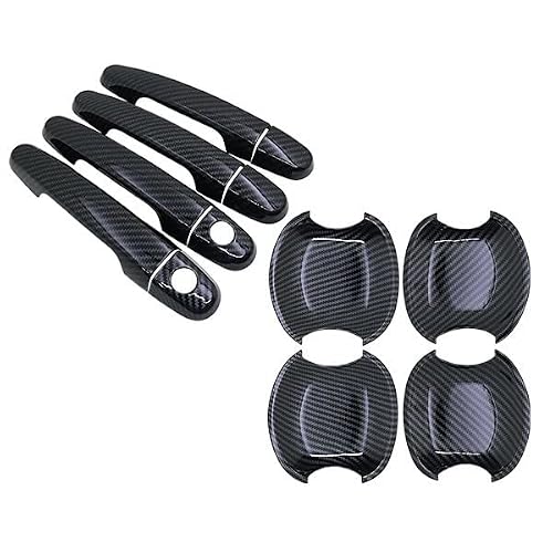 Qwqthgs One Color Car Exterior Door Handle Cap For Corolla E140 E150 Mk10 2007-2013 Accessories Sticker Black Color Carbon Fiber Door Handles Car Styling Cover Trim Set(Handlebowl 2 Keyhole)