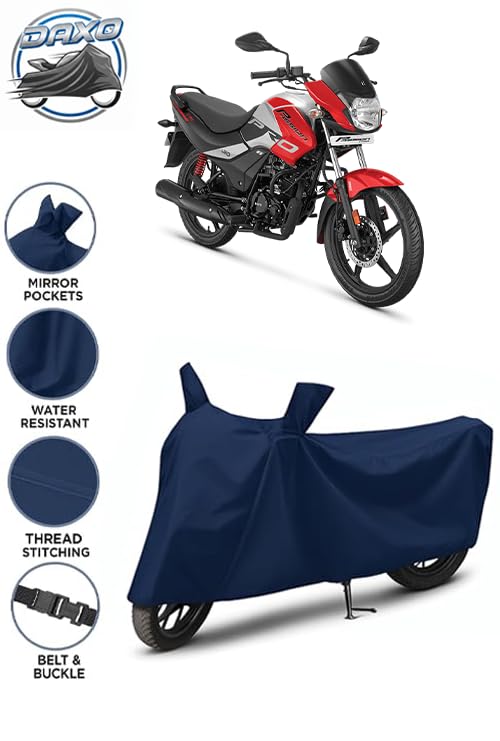 Image of Waterproof Bike Cover for Hero Passion Pro | All Weather Protection from Rain, Dust, UV Rays & Scratches with Mirror Pockets & Buckle Belt | Passion Pro Bike Cover