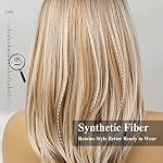HAIRCUBE Lange Blonde Perücken für Frauen Kunsthaar Perücke mit Fransen Ombre Farbe mit Dunklen Wurzeln – Bild 4