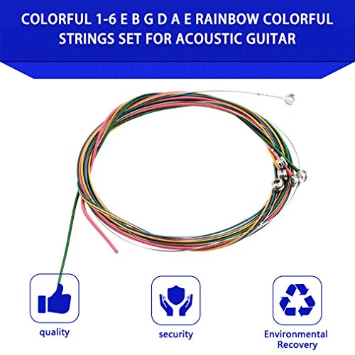 CandyT Jeu de Cordes de Guitare en Alliage de cuivre Ferme coloré Arc-en-Ciel Pratique Durable pour équipement de… - Les Beatles, Paul McCartney, John Lennon, RIngo Starr, George Harrison CandyT Jeu de Cordes de Guitare en Alliage de cuivre Ferme coloré Arc-en-Ciel Pratique Durable pour équipement de… – Image 3