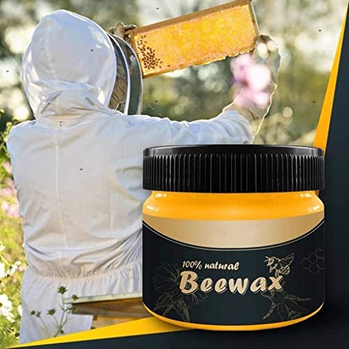 Image of Wood Seasoning Bee Wax with Sponges | Natural Beeswax Polish & Cleaner for Wood Furniture, Doors, Tables, Chairs, Cabinets & Floors | Restores Shine, Beautifies & Protects Wooden Surfaces (Pack of 1)