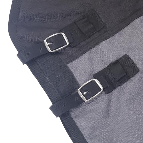 1200D Horse Blanket Waterproof Breathable Turnout (no Filling) Standard Neck Horse Sheet Black Grey 75IN - Image 2