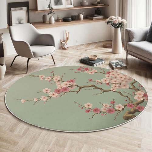 Tapis de sol imprimé fleurs de prunier lavable et antidérapant