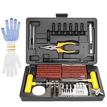Amazon.fr : SHYOSUCCE Kit de Réparation de Pneu avec Manomètre, Gants, pour Voitures, Vélos, Motos, Tracteurs, Camions (100 Pièces)