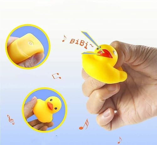 Miniatura 6 de Juguetes de pato de baño, 12 piezas de patos de goma amarillos chirriantes y flotadores, juguete de piscina para baby shower, para niños y niñas