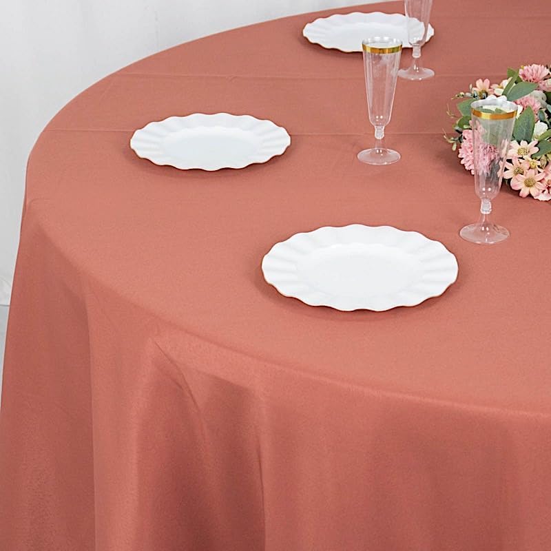 Miniatura 6 de Manteles redondos de 120 pulgadas de color terracota de alta calidad, manteles de tela, ropa de cama, boda, fiesta, poliéster, recepción, banquetes,