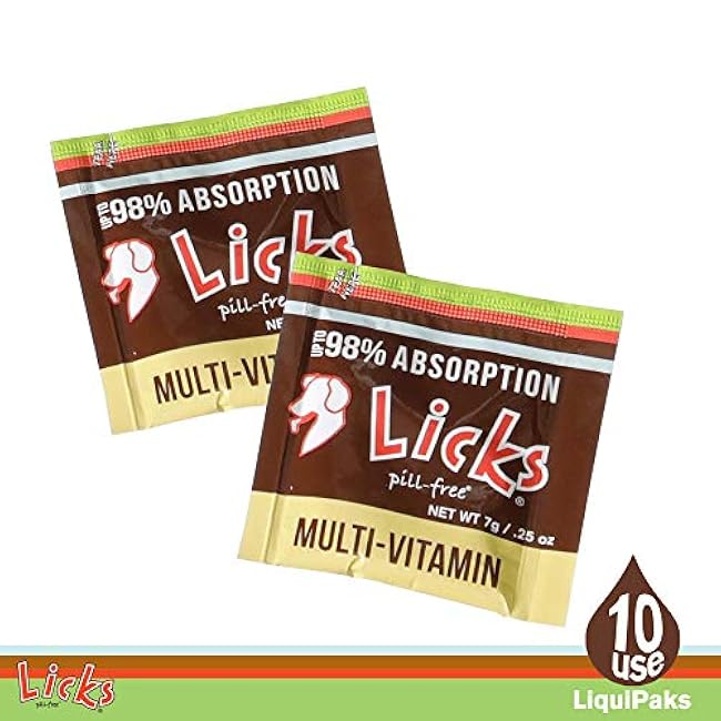 Licks Pill-Free Dog Multivitamin - Dog Supplement with Vitamin C, D, and Calcium - Multivitamin Pet Supplies - Gel Packets - 10 Use-qbZPa6Yt