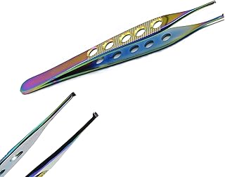 AAProTools 1 Premium Grade (3mm) 5 Hole Adson Tissue Forceps Rainbow Color Platform 12cm Length