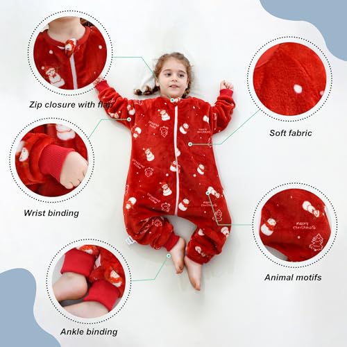 Image of MICHLEY Flannel Sleeping Sack,Baby Sleeping Bag Wearable Blankets 9M-6Y | Toddler Clothes,Unisex Pajamas, Long Sleeve,Zipper, For Autumn Winter,Suitable Girls And Boys,Warm & Breathable