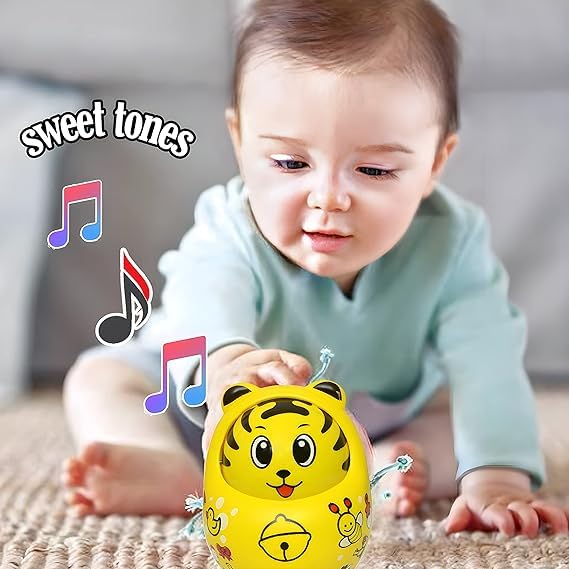 Image of Roly Poly Push and Shake Wobbling Bell Sounds Tumbler Doll Toy for 3 Months & Above, Head Nodding Baby Rattle (Colors May Vary)