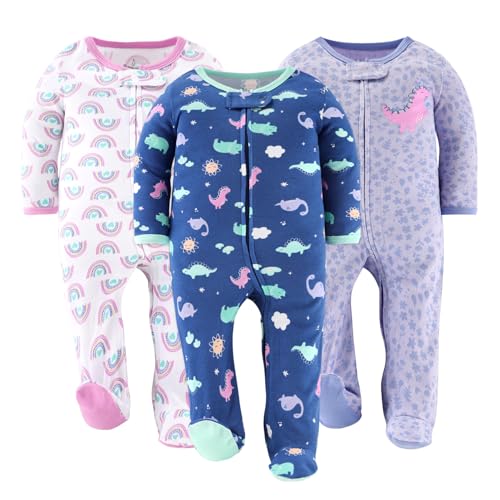 Image of The Peanutshell Baby Girl Sleepers, Sleep and Play Footed Baby Pajamas Girls, Infant Clothes, Newborn, 0-3, 3-6, 6-9 Months