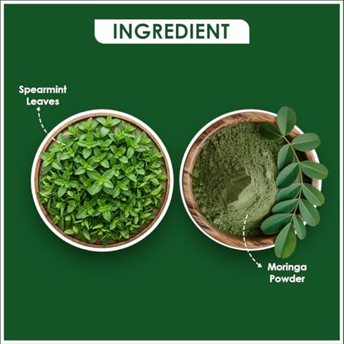 Image of BLUE TEA - Combo Pack - Spearmint Tea - 100 g - 100+ cups & Moringa Powder - 100 gm | Balances hormones | Rich in Vitamins, Minerals & Amino Acids | Energy Booster | Zipper & Pet Jar