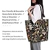 Loussiesd Sac à main en toile de grande capacité avec motif floral botanique vintage - 50 x 40 cm - Cadeau pour femme - Motif paon - Sac d'épicerie réutilisable pour le magasinage et la salle de sport #4