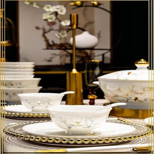Domowa zastawa stołowa z porcelany kostnej, z miską/naczyniem/garnkiem do zupy/łyżką | zestawy obiadowe z porcelany kostnej wzór porcelanowy zestaw kombinowany