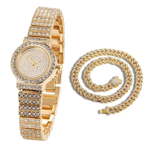 Image of Halukakah Kids' Diamond Watch Sparkling Starry: 18k Real Gold /Platinum Plated,Elegant & Casual Round Dial,Full of Diamonds,Stainless Steel Band Quartz Watch,Present for Boys and Girls