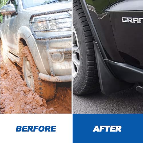 Image of Mud Flaps Compatible with Grand Cherokee 2024 2023 2022 Splash Guard Front & Rear No Drilling (Non L) Mud Flaps Compatible with 5th Gen Jeep Grand Cherokee 2022-2024 Exterior Accessories 4PCS