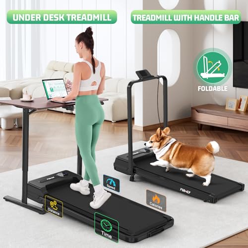 Image of FUNMILY Walking Pad Treadmill with Incline, Foldable Treadmills for Home Office, Portable Walking Pad 300lbs Capacity, Remote Control, Led Touch Screen, 2s Folding Treadmill