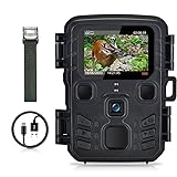SUNTEK 防犯カメラ トレイルカメラ 電池式 動体検知カメラ 1080P&24MP対応 小型 屋外 監視カメラ 赤外線LED対応 暗視カメラ 0.45秒超高速トリガー 人感センサー 自動上書き録画 防水 防塵 IP65対応 日本語取扱説明書 屋外での動物観察に最適 - 黒
