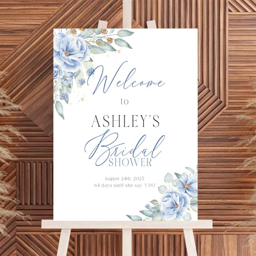 Something Blue Before I Do Bridal Shower Sign, Watercolor Wildflower Bridal Shower Sign, Blue Floral Welcome Sign, Bridal Shower Banner, Welcome Yard Sign for Indoor and Outdoor Use