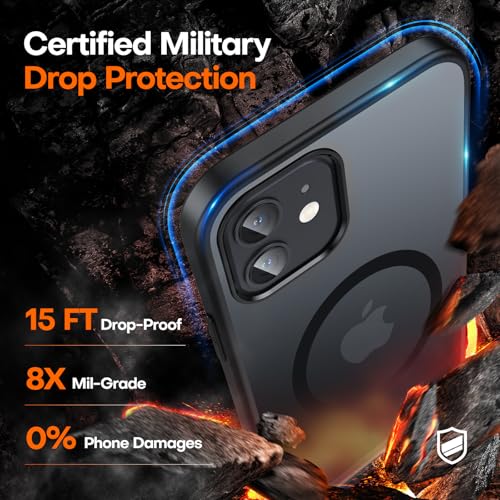 Image of TAURI for iPhone 12 Pro Case / 12 Case, Compatible with MagSafe Matte Black | with Screen Protector, Not-Yellowing Military-Grade Protection, Shockproof Slim Magnetic Case for iPhone 12 / 12 Pro