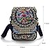Embroidered Crossbody Bag Boho Ethnic Shoulder Bag Vintage Handmade Women Cellphone Pouch Small Handbag Coin Purse (Black Flower)