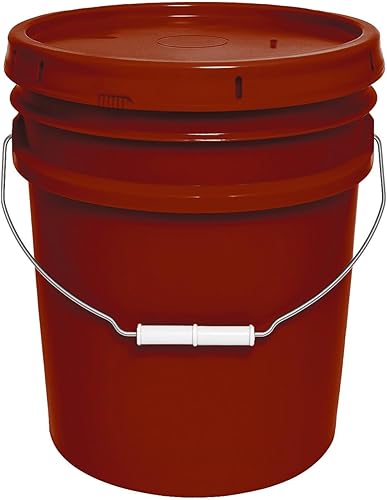 Vista 23 de Balde de 5 galones y tapa - Cubo resistente de 90 mil para todo uso - Fabricado en los Estados Unidos - Grado alimenticio - Plástico sin BPA - Rojo