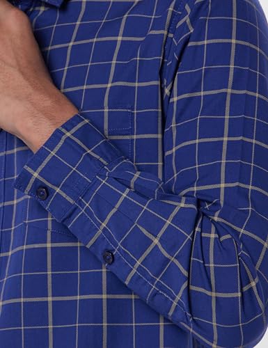Image of The Indian Garage Co Men Slim Fit Checkered Full Sleeves Cutaway Collar Casual Shirt