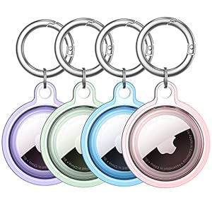 4 Pack Airtag Holder, Waterproof Air Tag Case with Keychain, Shockproof & Dustproof Airtag Holders for Dog Collar, Luggage, Keys, Full Body Anti-Scratch Protective (4 Colors)