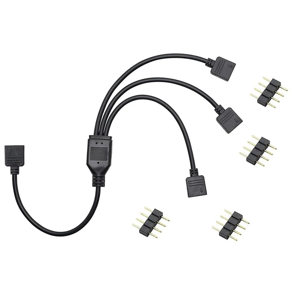 SOLDOUT 12V 4 PIN RGB Splitter Cable LED Strip Connector 4pin Male Female Gender Interchangeable Extension Cable for RGB LED Strip Computer Fan Motherboard (1 to 3 Splitter)