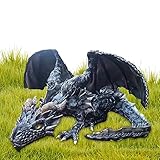 ドラゴンの彫刻 - 庭の龍の像屋外 | パティオと裏庭の装飾のための樹脂の現実的なドラゴン像の庭