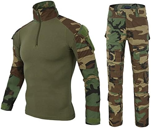 TOMITANY DXdesign Tactical 1/4 Zip Combat Long Sleeve 2 Choice of T-Shirt/Set Slim Fit Hunting Military Uniform Dry Quick