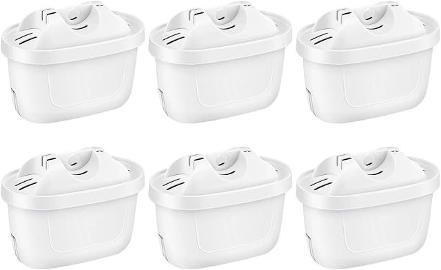 6 Pack of Water Filter Cartridges Compatible with Brita Maxtra+, Brita Style, Mavea Elemaris XL Water Tank