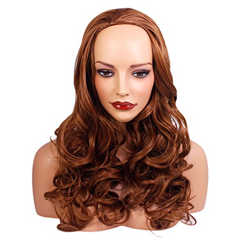 ELEGANT HAIR 22" Ladies 3/4 WIG Half Fall Clip In Hair Piece WAVY Light Auburn #30Y 250g
