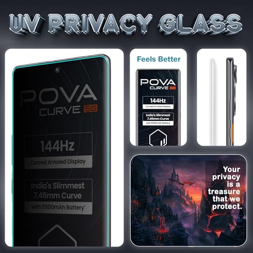 Image of FIRST MART Ant-Spy Privacy Tempered Glass for Tecno Pova Curve - 9H Screen Protector, Anti-Peeping, Bubble-Free, Edge to Edge [2 Pack]
