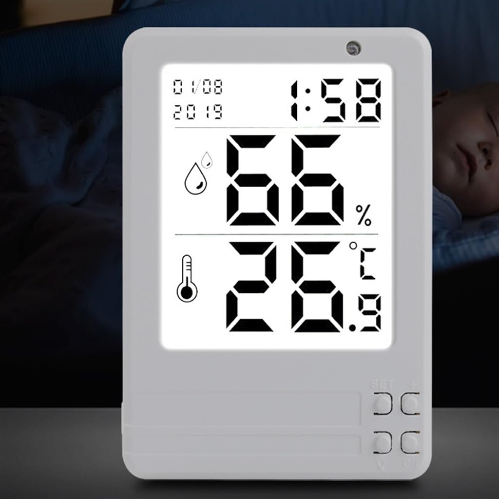 Medidor de Temperatura y Humedad Digital electrónico Luminoso con retroiluminación Luminosa automática Inteligente