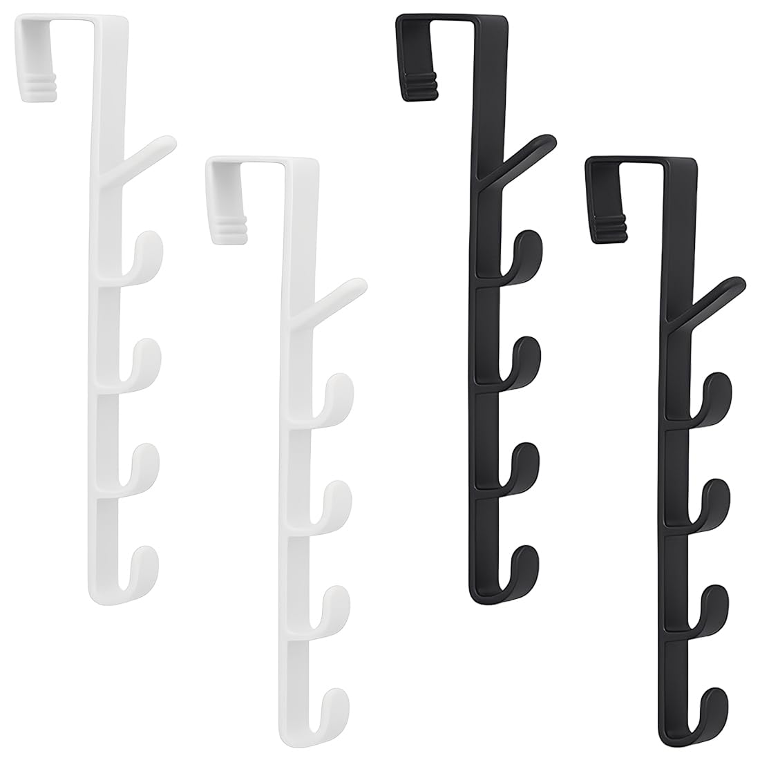 4 Pezzi Ganci Per Porta, Appendi Abiti Da Porta Senza Fori, Crogioni Per Abiti A Sospensione Per Porte, 5 Crogioni, Per Porte, Armadi, Creme, Bagni (Nero, Bianco, 4,5 * 26,5 cm)