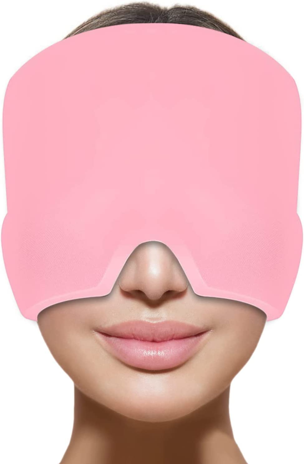 Migraine Ice Head Wrap for Headaches Relief cap with Velcro Closure, Hot and Cold compressed therapy headache - migraine relief cap for Puffy Eyes,Tension, Sinus Headaches & Stress Relief (Pink)