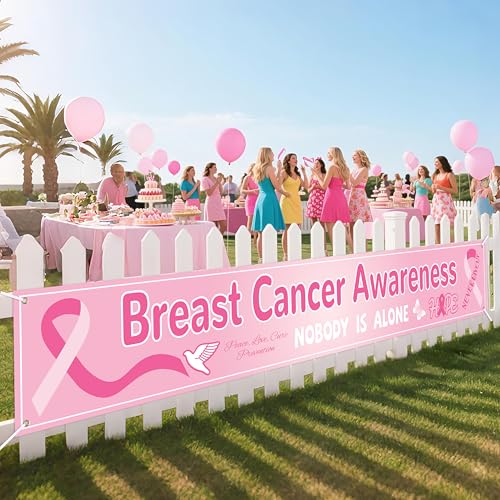 Bannière cancer du sein rose pour habiller un stand d'information en entreprise