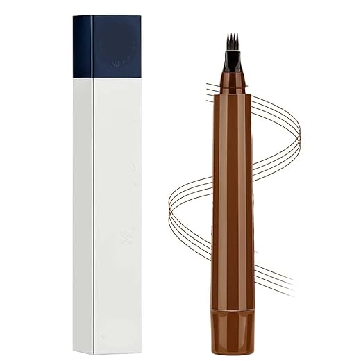 Microblading Eyebrow Pencil, Waterproof Four-tip Beard and Eyebrow Pen, Long-Lasting Brow Pen for Women, Natural Hair-Like Strokes 3D Eyebrow Makeup Pencil (Brown)