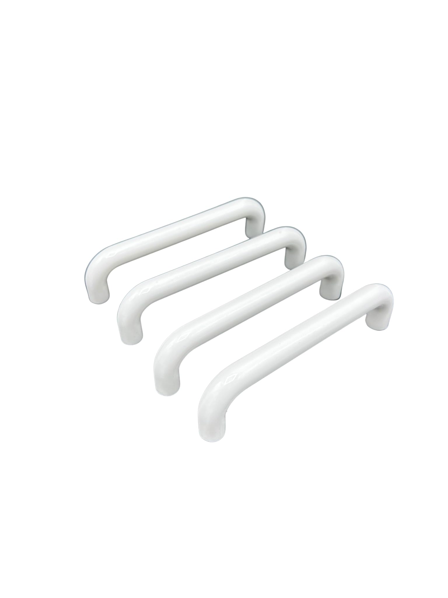 Pack of 4 Plastic Furniture Handles for Cupboards, Drawers and Doors (Hole Spacing 96 mm, White)