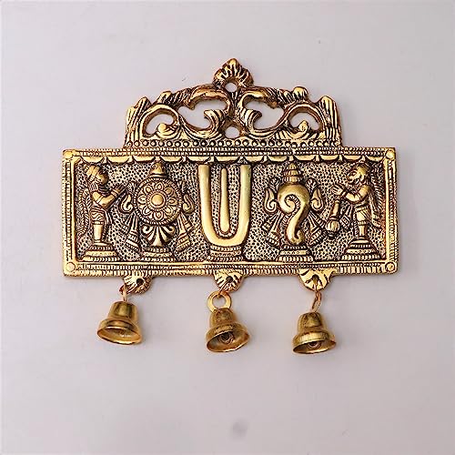 Image of KridayKraft Wall Hanging Tirupati Balaji Symbol Shankh Chakra Tilak with Hanuman ji and garud Statue Gold Plating Antique Decorative for Home & Office Table Showpiece Figurines,R