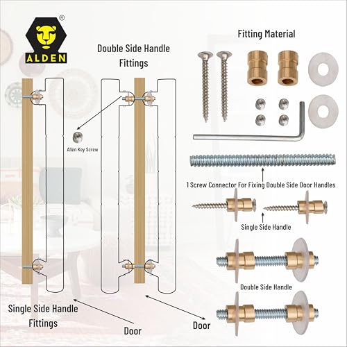 Image of ALDEN 18 inch Main Door Handle /Handle for Glass and Wooden Door /Pull and Push Stainless Steel Door Handle (PVD Gold) (4 Years Warranty) (Pack of 1)