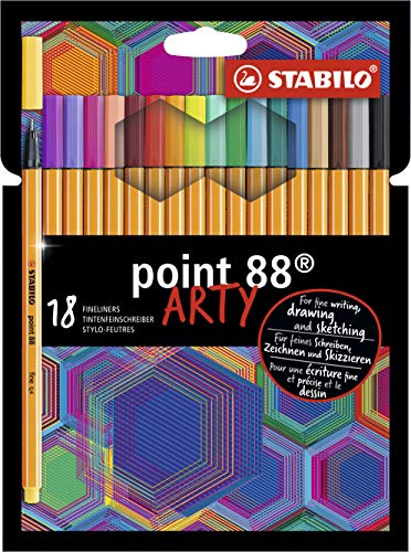 Caneta Ponta Fina – STABILO point 88 ARTY – Estojo com 18 unidades – Em 18 cores