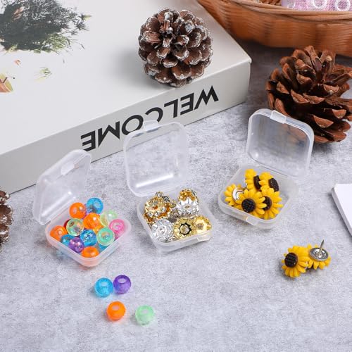 Image of Ear Plug Cases, 10 Pcs Small Plastic Box, 1.8 mm Thicken Transparent Storage Box with Hinged Lid, Square Plastic Containers for Small Item Craft, Beads, Necklaces, Ear Studs, Rings