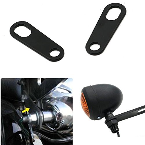 Unlimited Rider 2Pcs Black Steel Motorcycle Indicator Rear Turn Signal Relocation Bracket Light Lamp Holder Shock Brackets For Harley Racer Bobber Chopper Old School Cafe Racer #TOP1