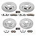 Power Stop Brake Kit For 1994-1999 Ford Mustang Cobra, 2001 2003 2004 Mustang [Model Specific] SN95 Front and Rear Z26 Carbon Fiber Brake Pads with Drilled Slotted Brake Rotors Replacement, K1305-26