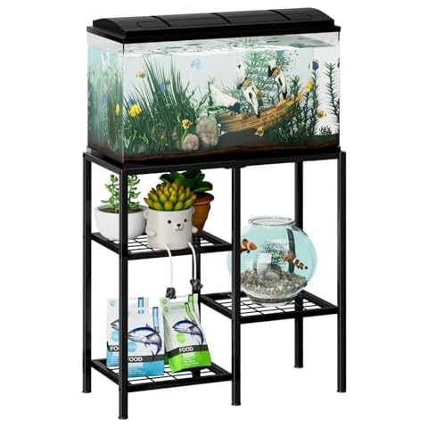 CADUKE Aquarium Stand 20 Gallon, Metal Fish Tank Stand, Aquarium Rack Stand for Fish Tank Accessories, 3 Tier Turtle Reptile Terrarium Stand for Living Room Office Cover