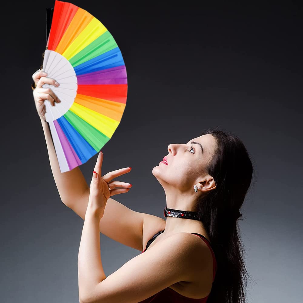 Ventaglio Pieghevole Grande Con Fantasia Petali – Fluorescente Sotto Luce UV – Per Festival, Rave, Carnevale