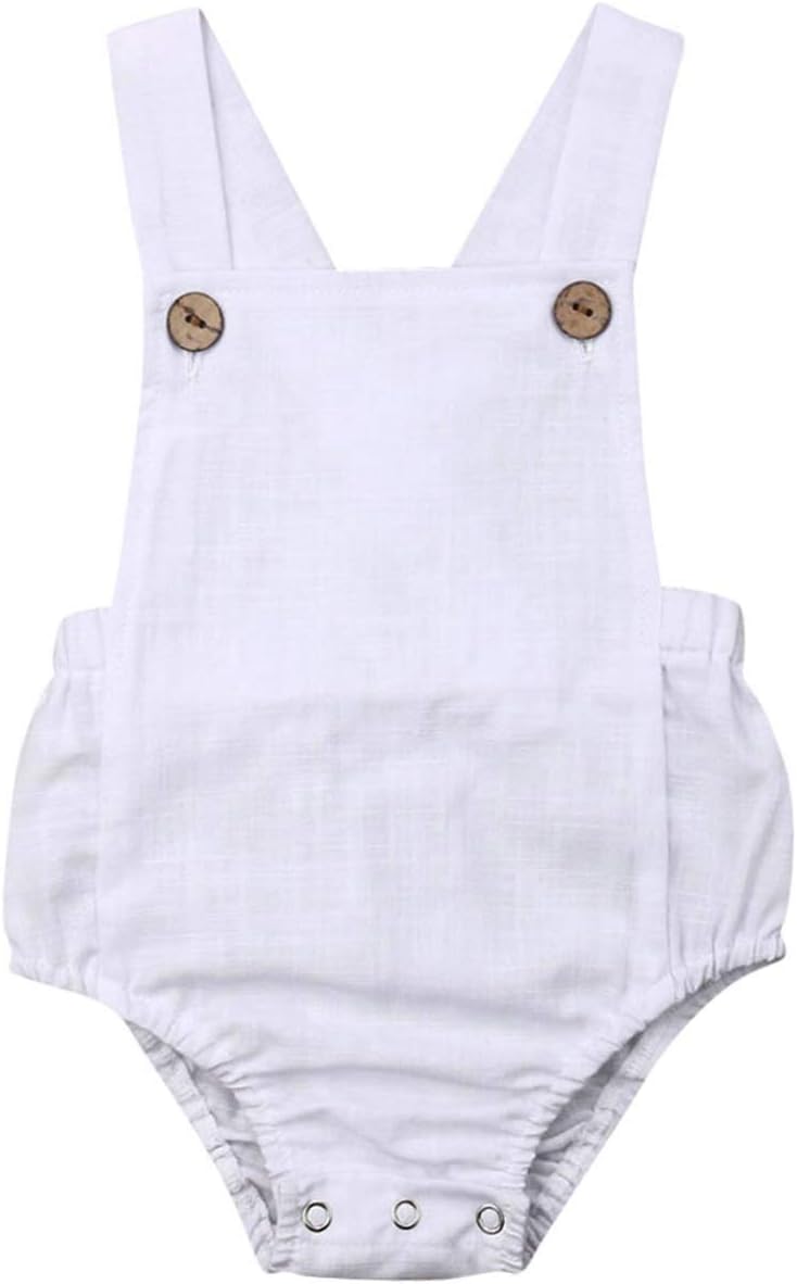 Newborn Baby 1 Piece Summer Romper Baby Girl Boy Solid Color Jumpsuit Sleeveless Backless Overalls Outfits