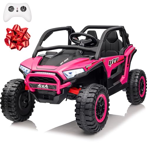 JOYRACER 24V Ride on Car, 2 Seater XL 4X4 Off-Road UTV w/RMP2000W Powerful Motors, Remote Control, Bluetooth Music, LED Lights, 24 Volt Ride on Toys for Big Kids, R-Red